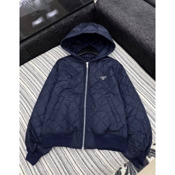Prada Quilted and Cotton Padded Jacket Blue 2025 PR091910 (QI-250919010)