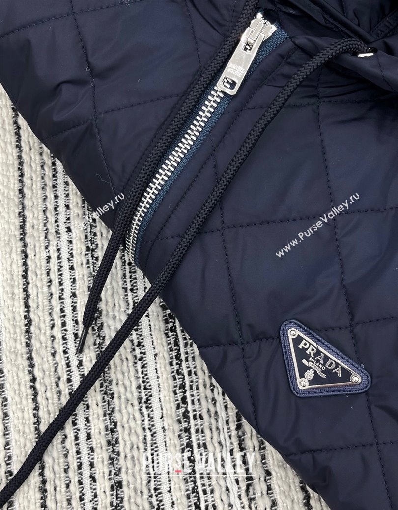 Prada Quilted and Cotton Padded Jacket Blue 2025 PR091910 (QI-250919010)