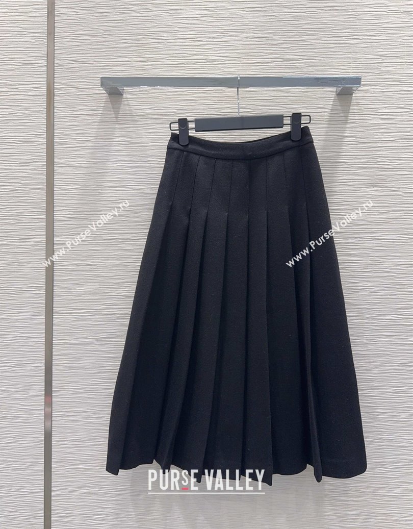 Prada Wool Blend Skirt Black 2025 PR091919 (QI-250919019)