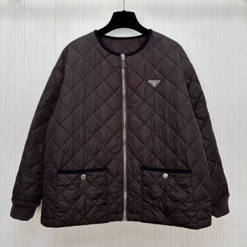 Prada Quilted Cotton-Padded Jacket Dark Brown 2025 PR091963 (QI-250919063)
