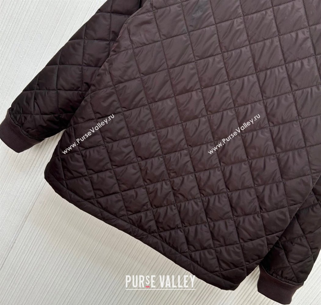 Prada Quilted Cotton-Padded Jacket Dark Brown 2025 PR091963 (QI-250919063)