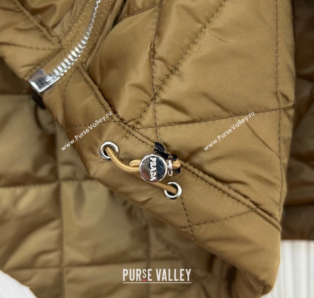 Prada Quilted Cotton-Padded Jacket Brandy Brwon 2025 PR091963 (QI-250919064)