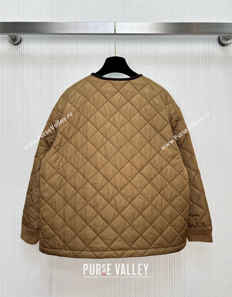 Prada Quilted Cotton-Padded Jacket Brandy Brwon 2025 PR091963 (QI-250919064)