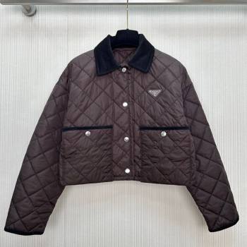 Prada Quilted Cotton-Padded Short Jacket Dark Brown 2025 PR091964 (QI-250919065)
