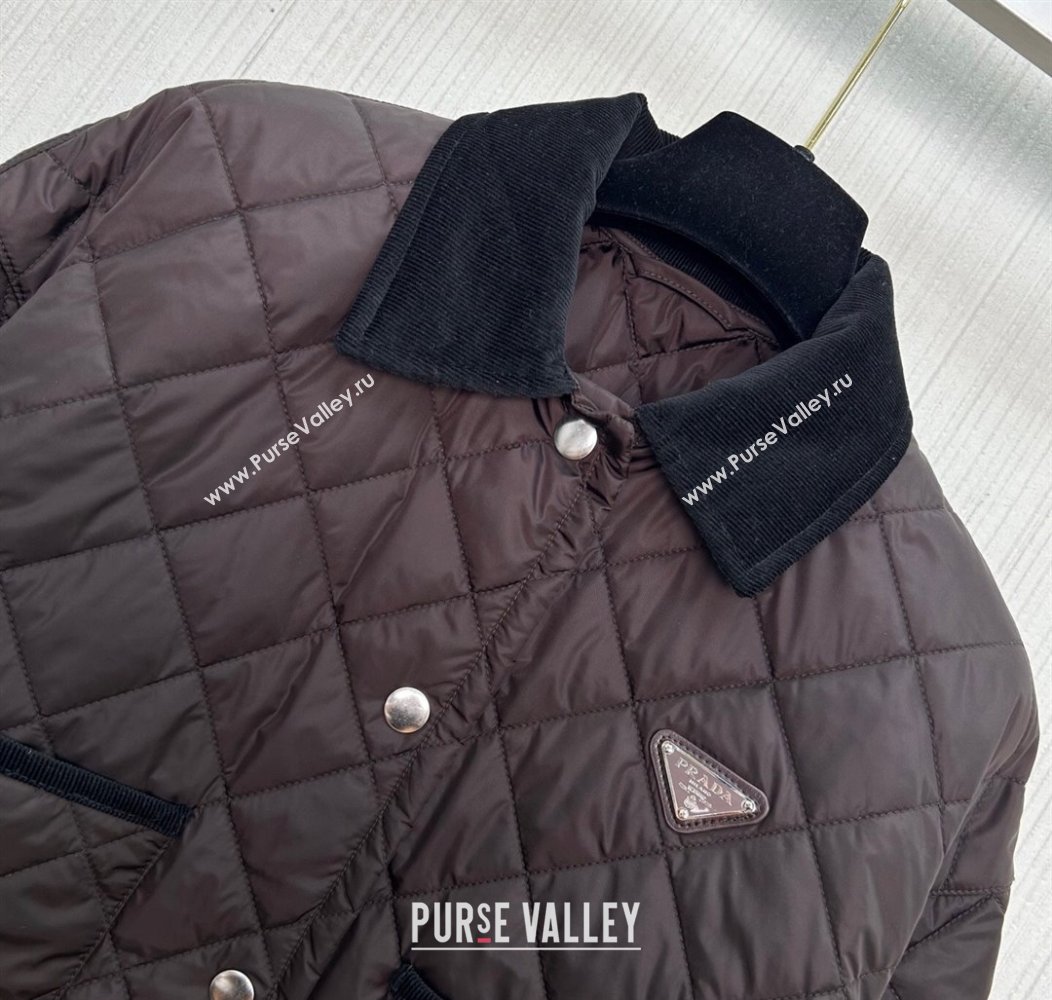 Prada Quilted Cotton-Padded Short Jacket Dark Brown 2025 PR091964 (QI-250919065)