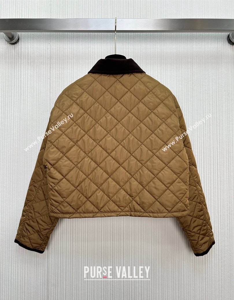 Prada Quilted Cotton-Padded Short Jacket Brandy Brown 2025 PR091964 (QI-250919066)