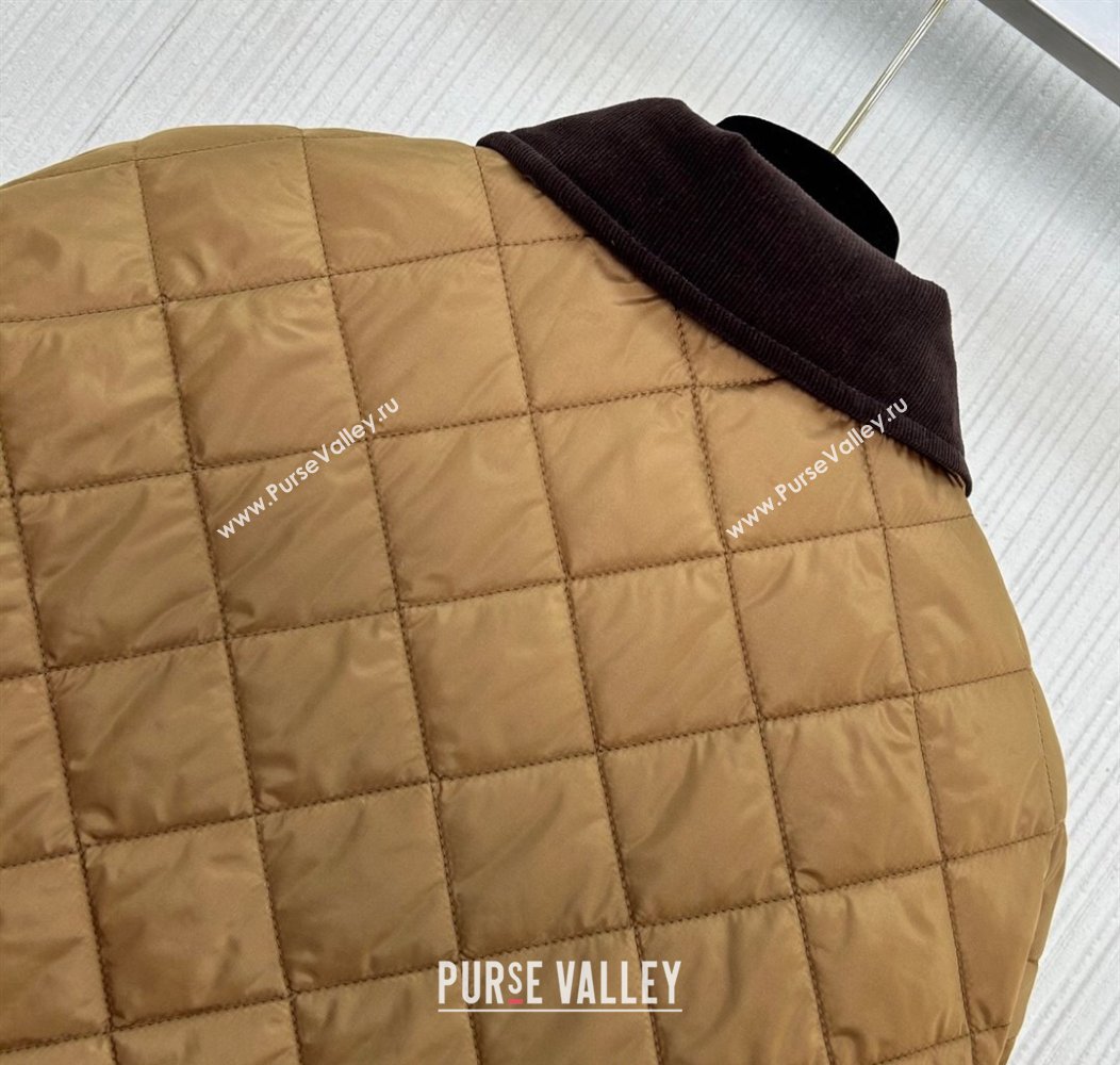 Prada Quilted Cotton-Padded Short Jacket Brandy Brown 2025 PR091964 (QI-250919066)