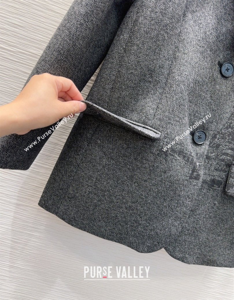 Dior Wool Blend Printed Jacket Grey 2025 DR091948 (QI-250919048)