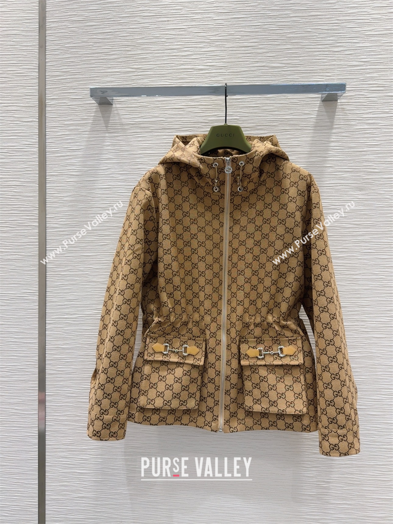 Gucci GG Jacket with Horsebit Brown 2025 GG091904 (QI-250919055)