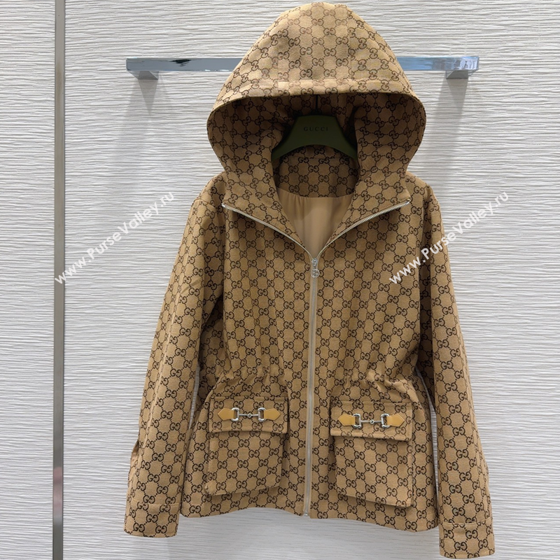 Gucci GG Jacket with Horsebit Brown 2025 GG091904 (QI-250919055)
