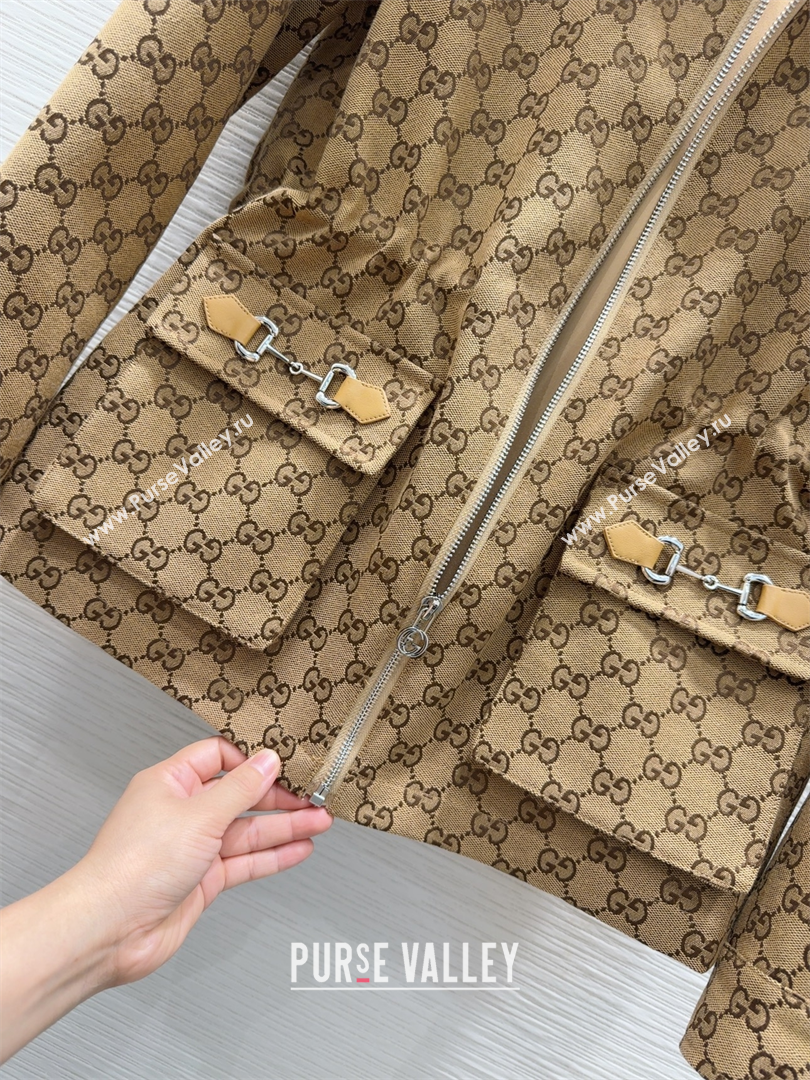 Gucci GG Jacket with Horsebit Brown 2025 GG091904 (QI-250919055)
