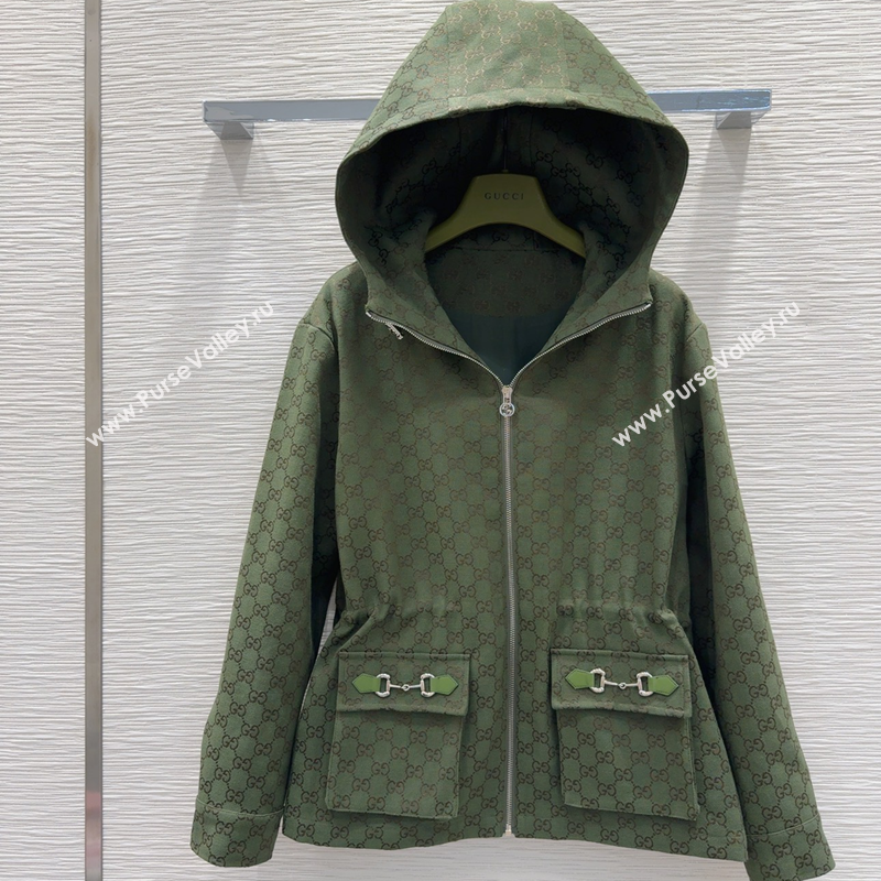 Gucci GG Jacket with Horsebit Green 2025 GG091904 (QI-250919056)