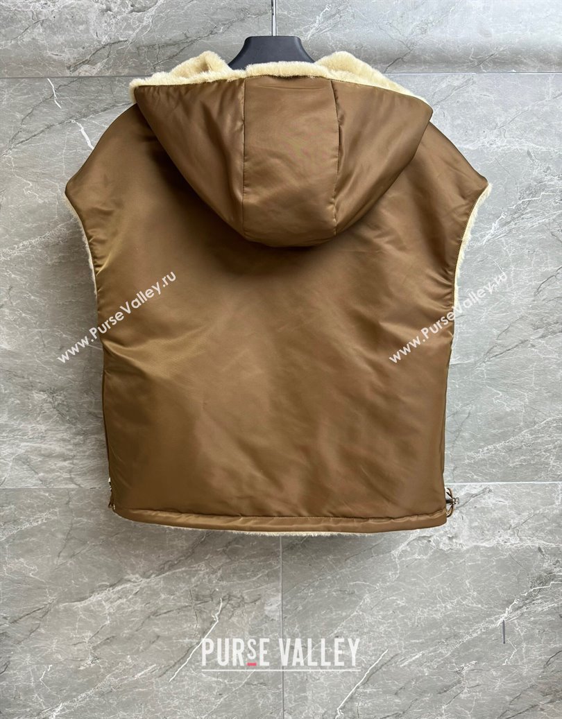 Prada Wool Nylon Reversible Vest Brown/Beige 2025 PR091958 (QI-250919058)