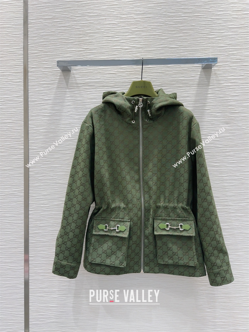 Gucci GG Jacket with Horsebit Green 2025 GG091904 (QI-250919056)