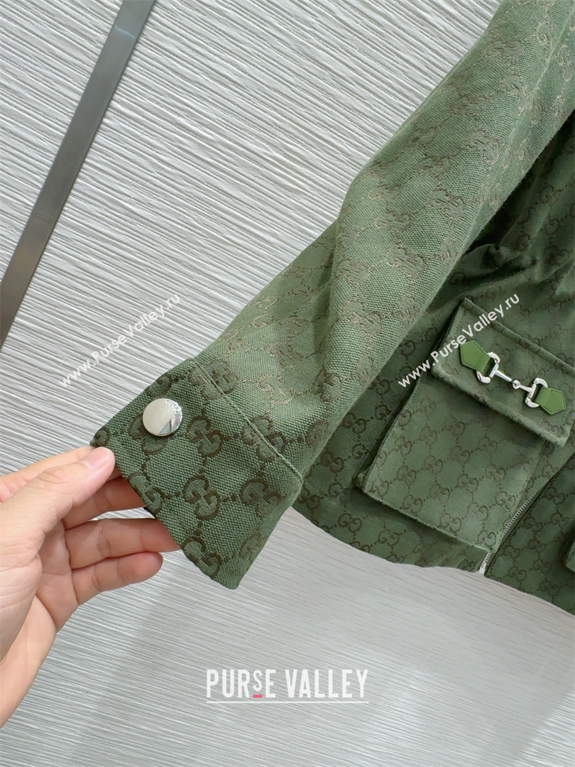 Gucci GG Jacket with Horsebit Green 2025 GG091904 (QI-250919056)