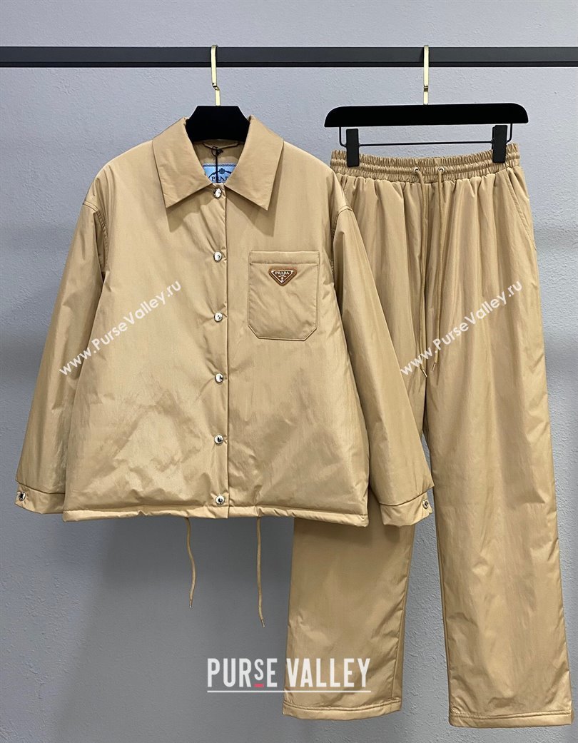 Prada Cotton-Padded Jacket and Pants Set Beige 2025 PR091960 (QI-250919060)