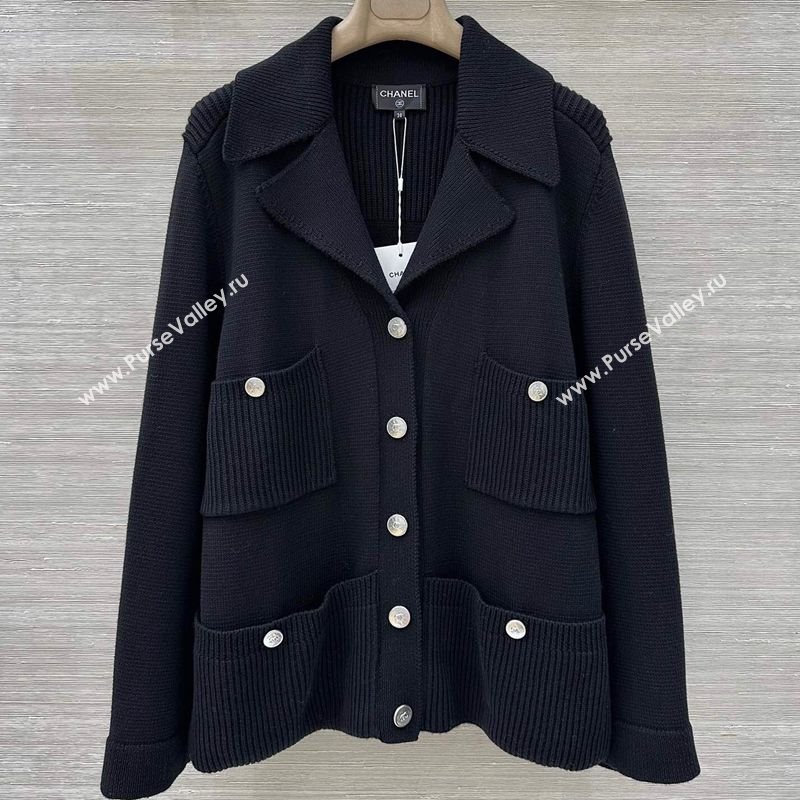 Chanel Wool Knit Jacket Black 2025 CH091961 (QI-250919061)