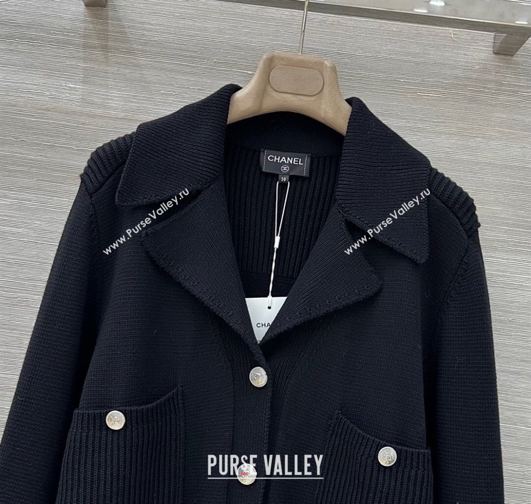 Chanel Wool Knit Jacket Black 2025 CH091961 (QI-250919061)