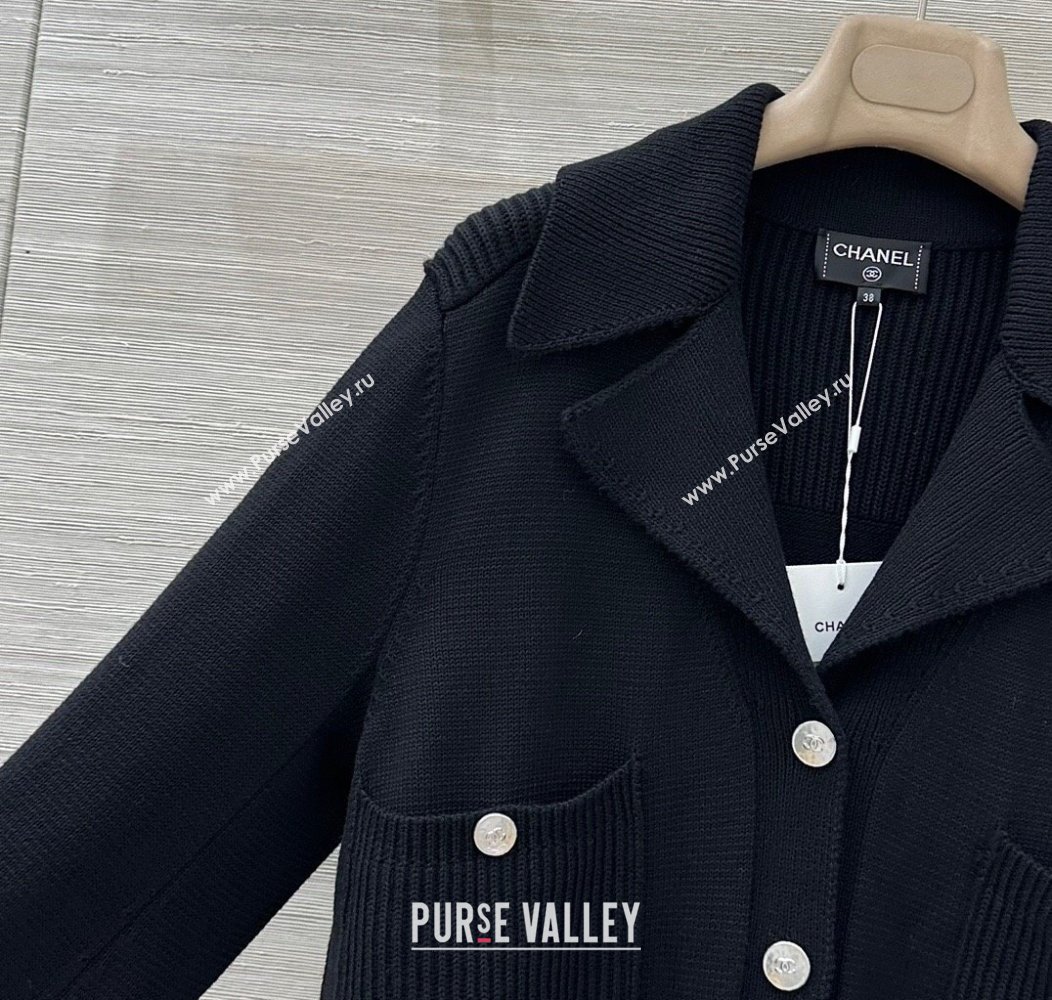 Chanel Wool Knit Jacket Black 2025 CH091961 (QI-250919061)