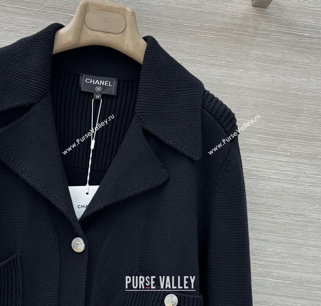 Chanel Wool Knit Jacket Black 2025 CH091961 (QI-250919061)