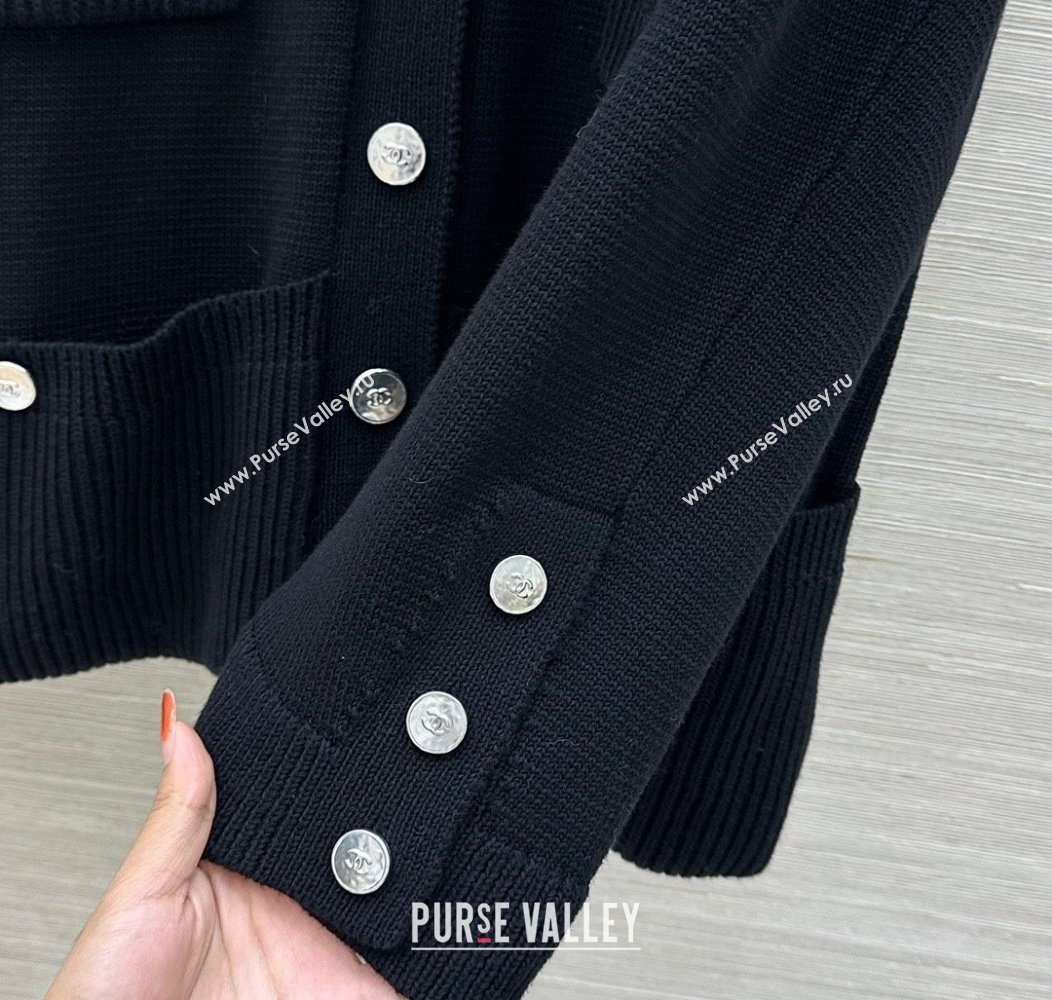 Chanel Wool Knit Jacket Black 2025 CH091961 (QI-250919061)