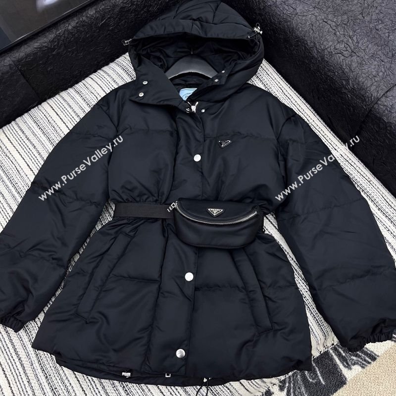 Prada Down Jacket with Pouch Black 2025 PR091980 (QI-250919080)