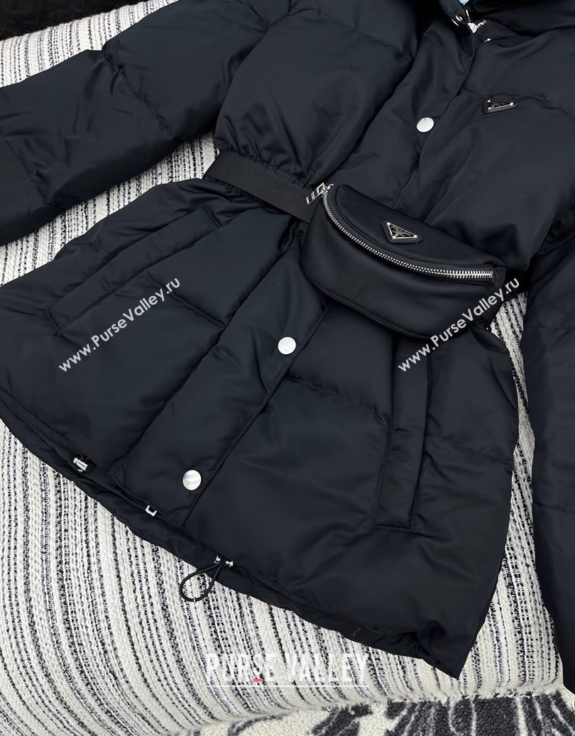 Prada Down Jacket with Pouch Black 2025 PR091980 (QI-250919080)