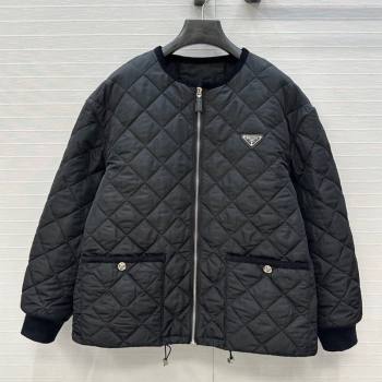 Prada Quilted Nylon and Cotton Padded Jacket Black 2025 PR091882 (QI-250919083)