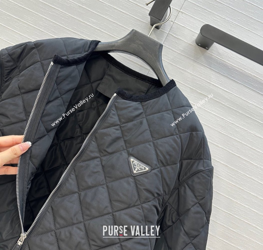 Prada Quilted Nylon and Cotton Padded Jacket Black 2025 PR091882 (QI-250919083)