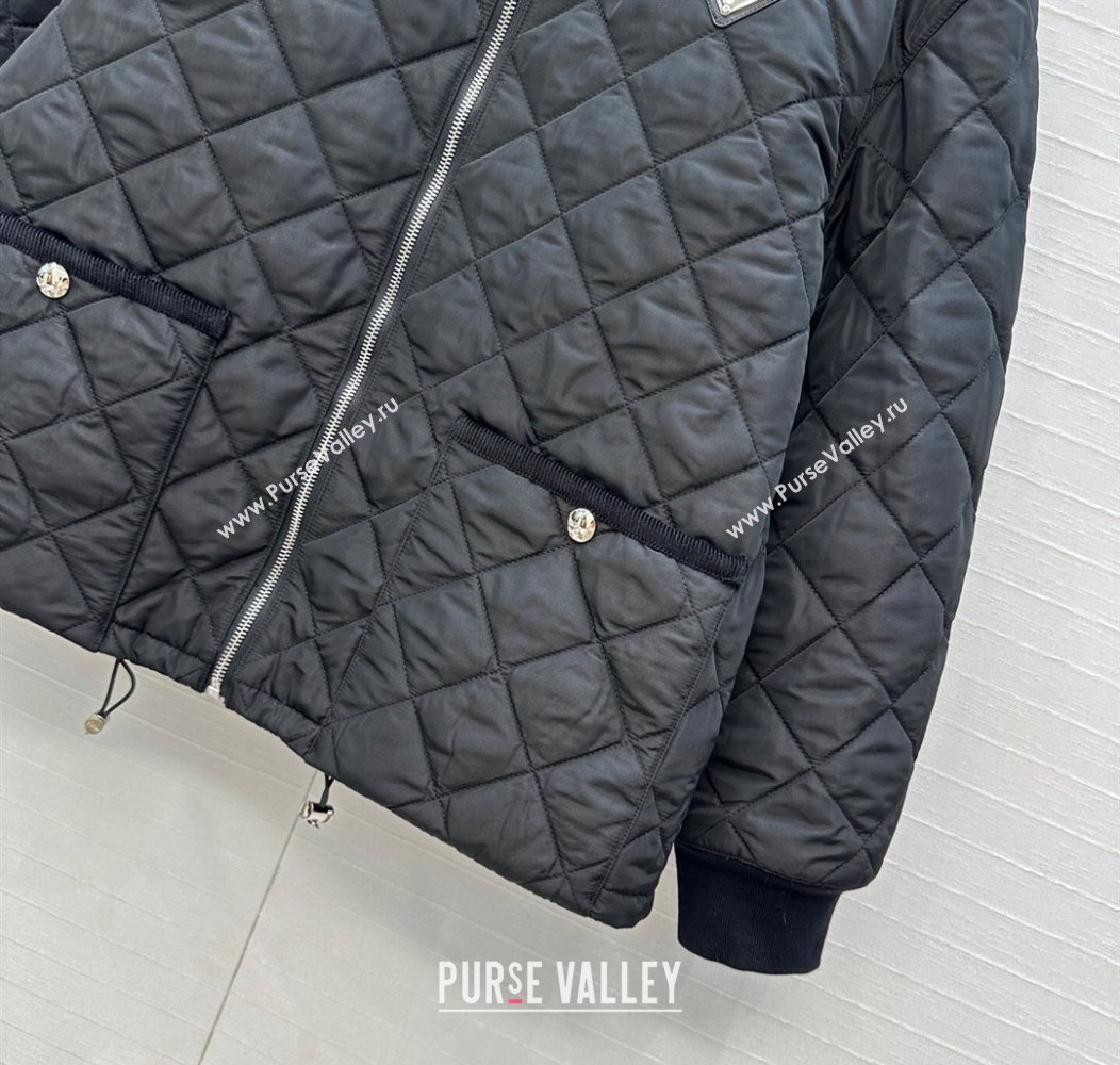 Prada Quilted Nylon and Cotton Padded Jacket Black 2025 PR091882 (QI-250919083)
