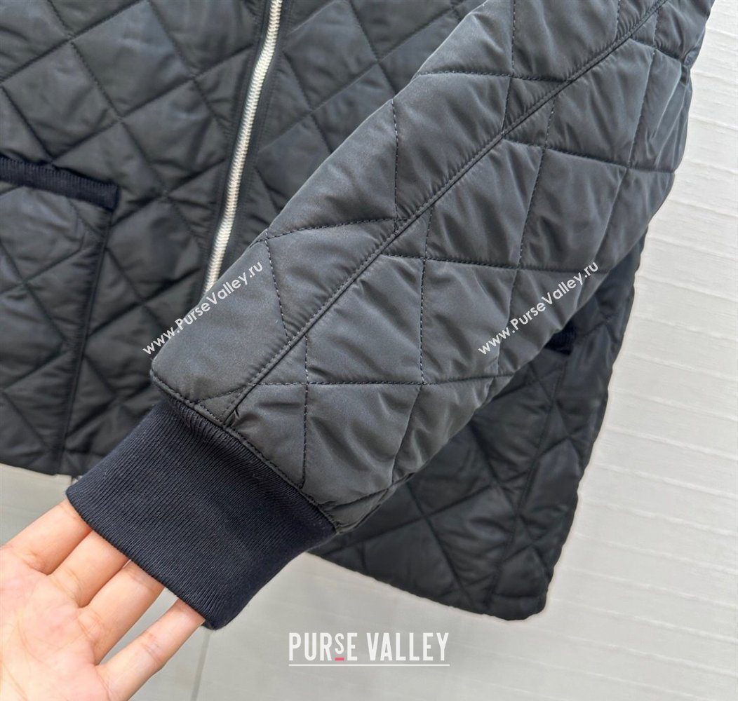 Prada Quilted Nylon and Cotton Padded Jacket Black 2025 PR091882 (QI-250919083)