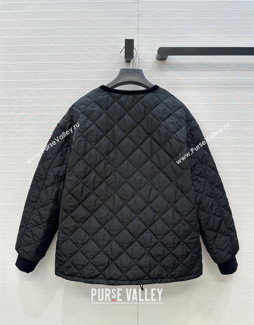 Prada Quilted Nylon and Cotton Padded Jacket Black 2025 PR091882 (QI-250919083)