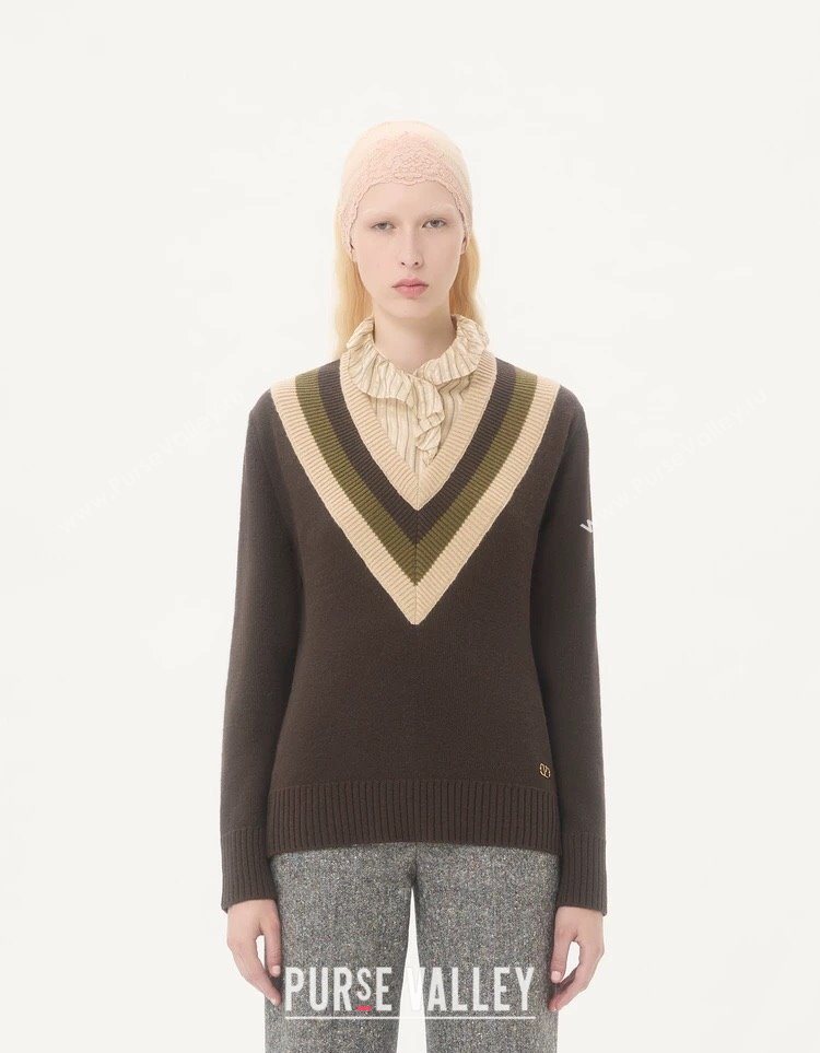Valentino V Cashmere Sweater Brown 2025 1014 (QI-251014119)