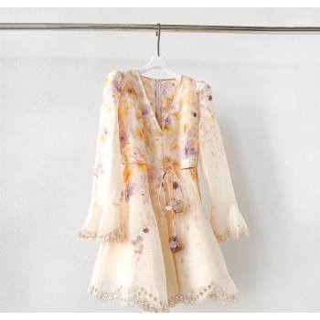 Printed Linen Silk Dress Yellow 3 2025 1014 ( QI-251014125)