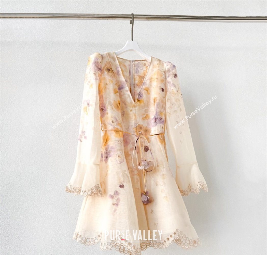 Printed Linen Silk Dress Yellow 3 2025 1014 ( QI-251014125)