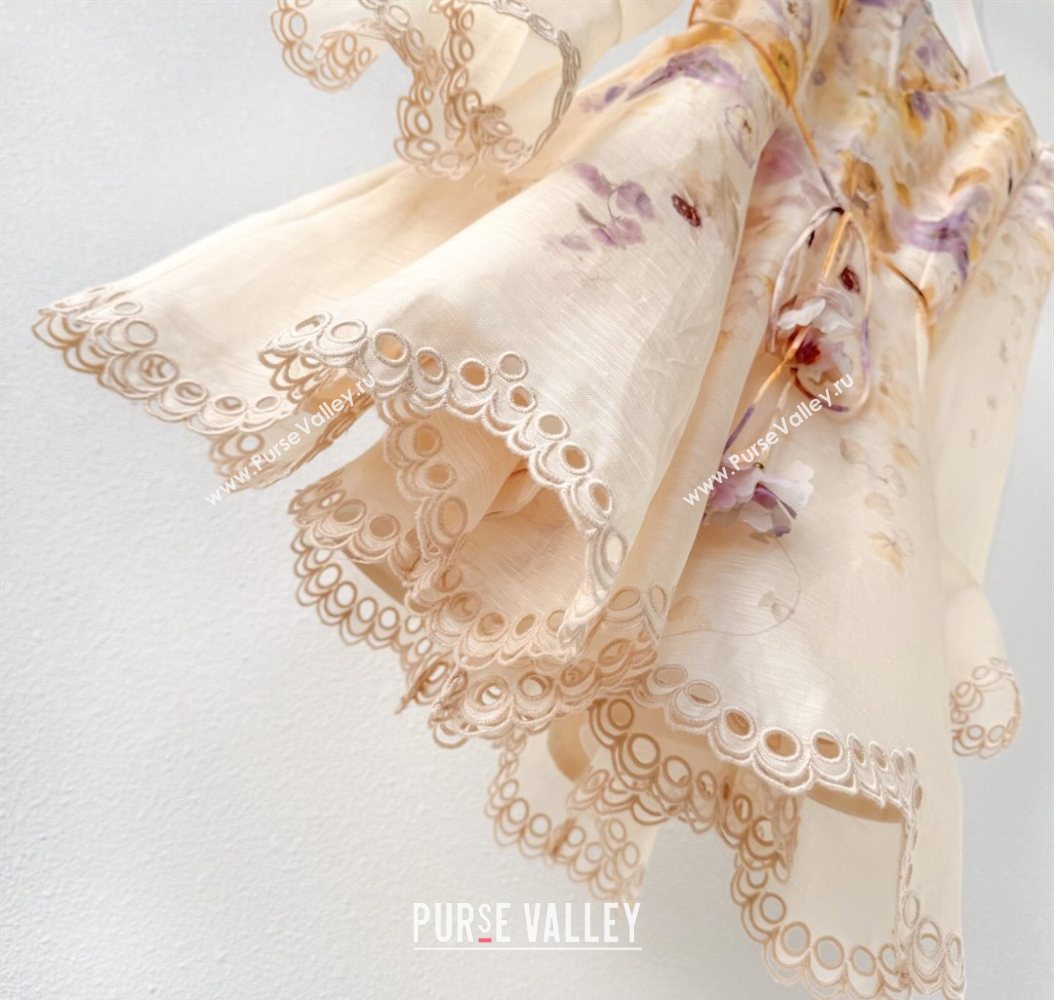 Printed Linen Silk Dress Yellow 3 2025 1014 ( QI-251014125)