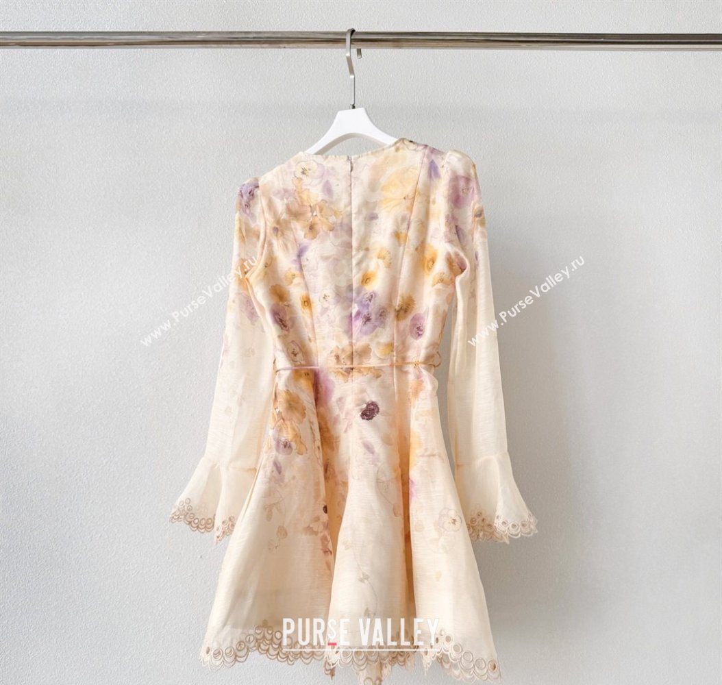 Printed Linen Silk Dress Yellow 3 2025 1014 ( QI-251014125)