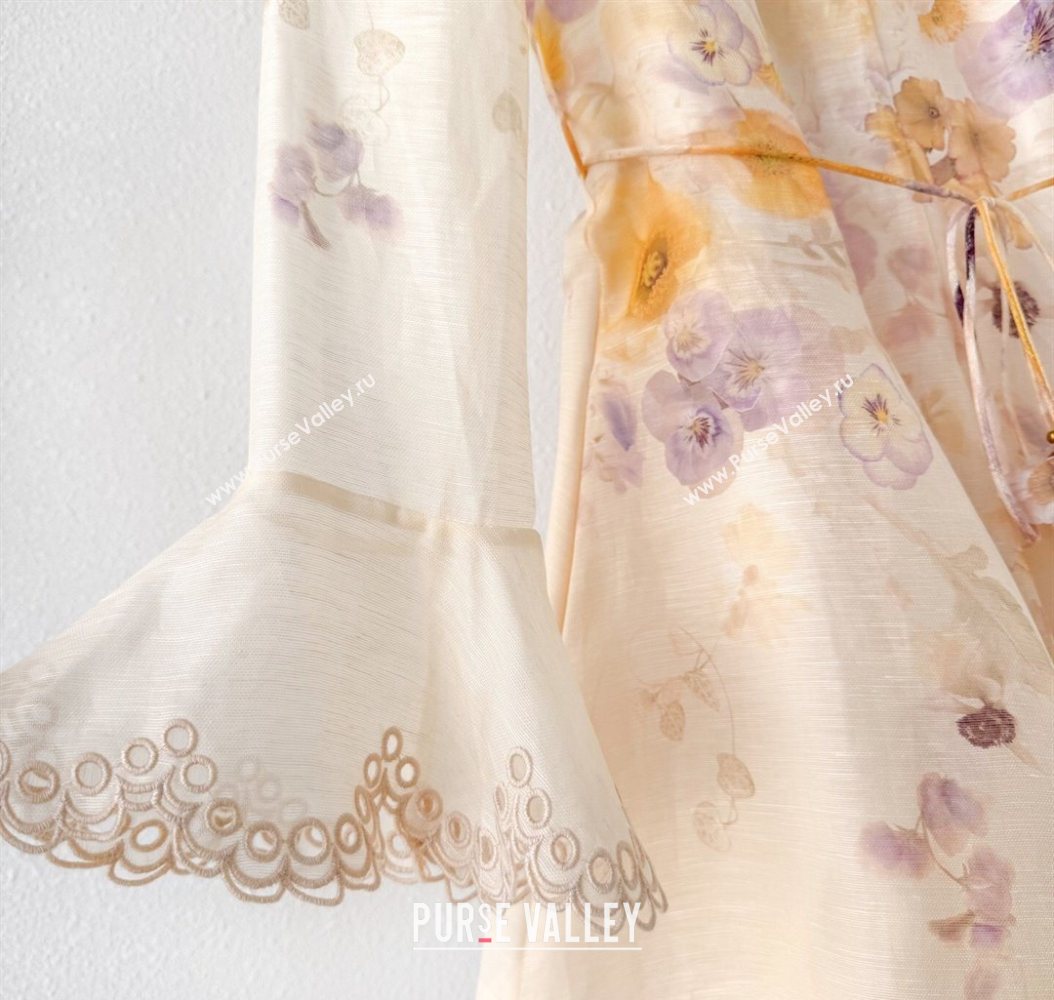 Printed Linen Silk Dress Yellow 3 2025 1014 ( QI-251014125)