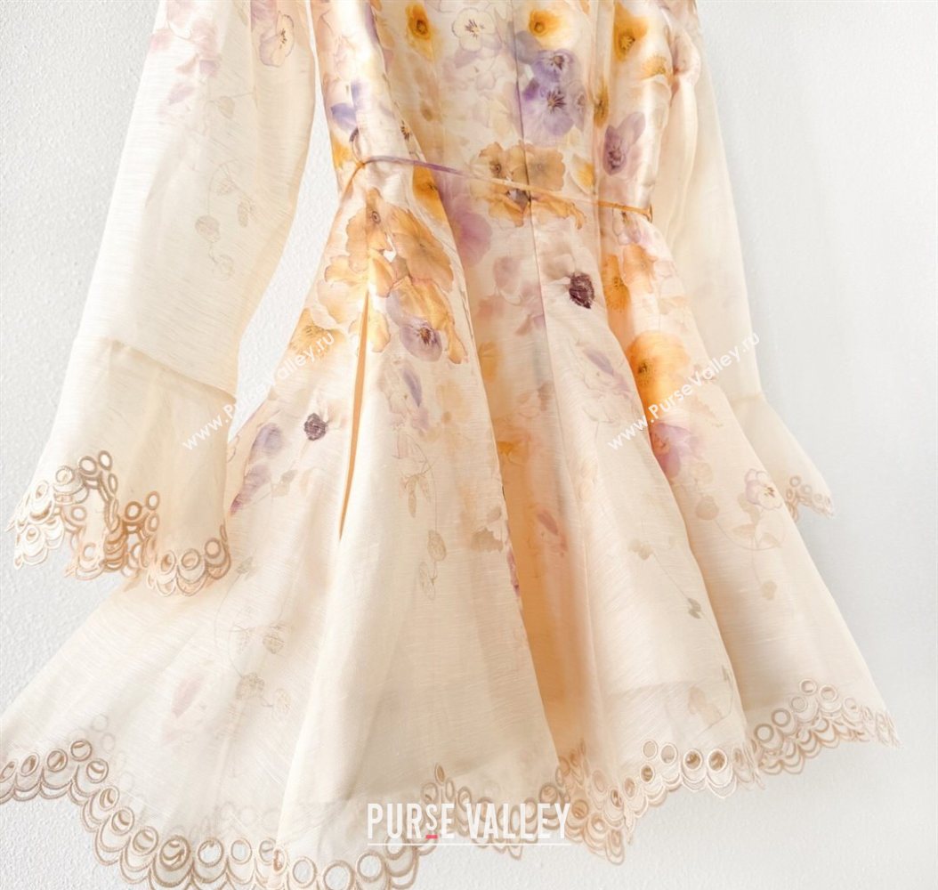 Printed Linen Silk Dress Yellow 3 2025 1014 ( QI-251014125)