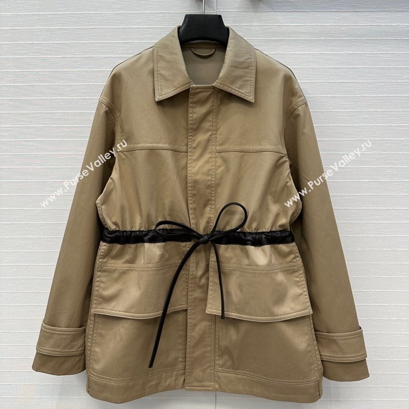 Bottega Veneta Jacket with Leather Belt Khaki 2025 1014 (QI-251014129)