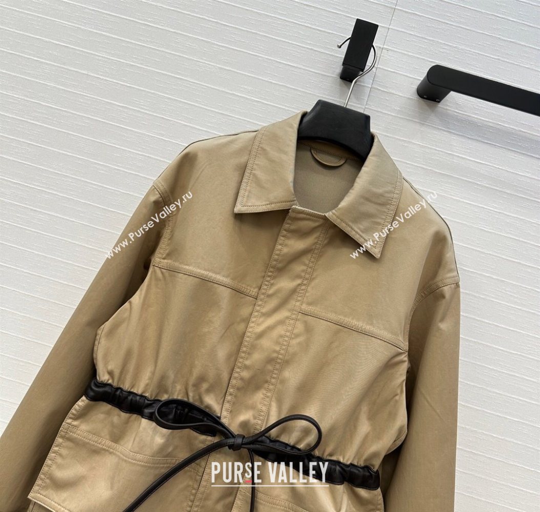 Bottega Veneta Jacket with Leather Belt Khaki 2025 1014 (QI-251014129)