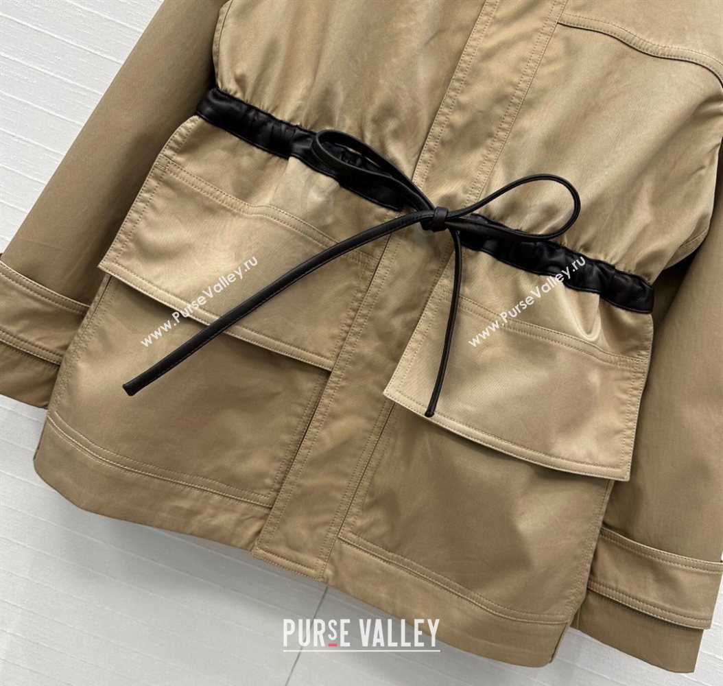 Bottega Veneta Jacket with Leather Belt Khaki 2025 1014 (QI-251014129)