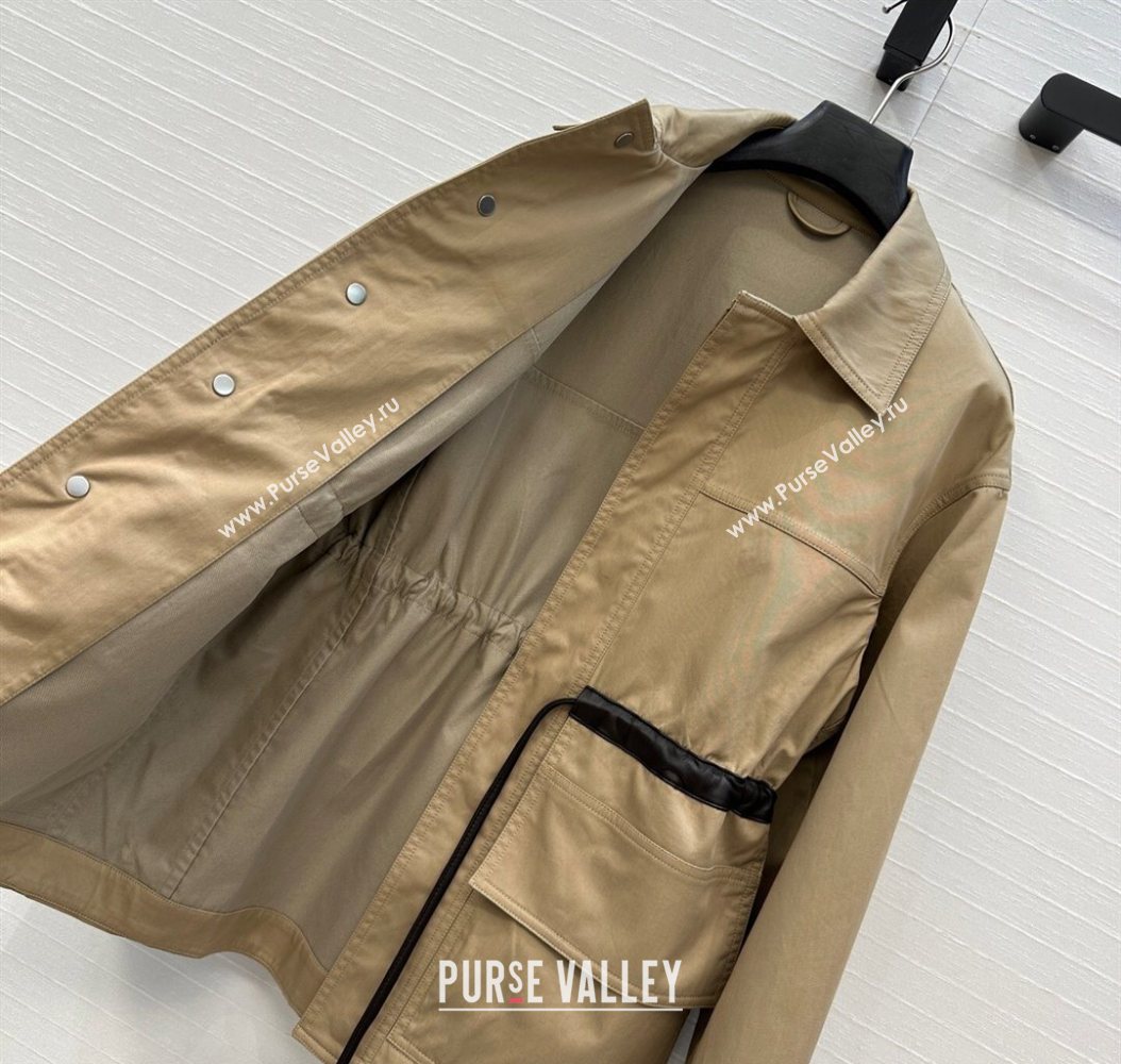 Bottega Veneta Jacket with Leather Belt Khaki 2025 1014 (QI-251014129)