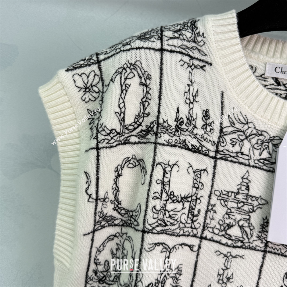 Dior Wool Silk Check Vest White/Black 2025 DR101402 (QI-251014107)