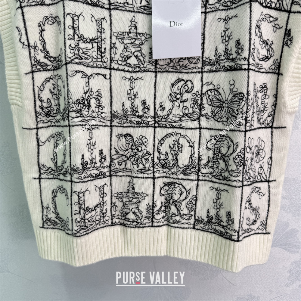 Dior Wool Silk Check Vest White/Black 2025 DR101402 (QI-251014107)