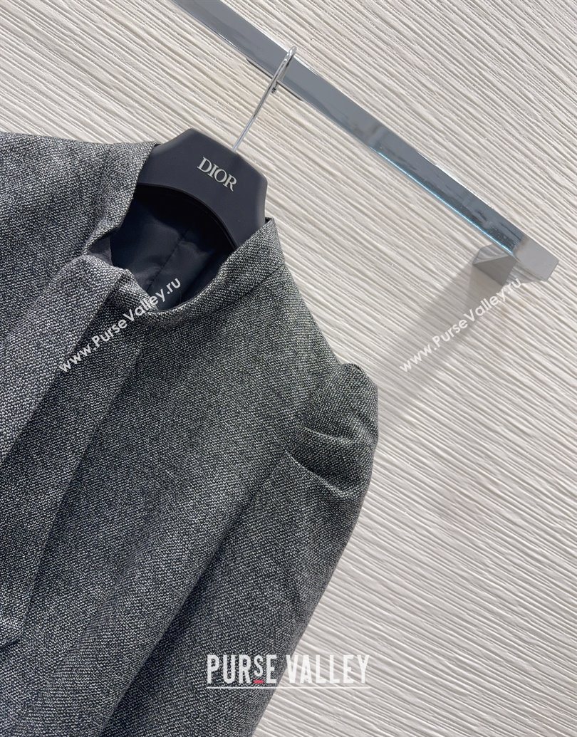 Dior Wool Blend Jacket with Bow Grey 2025 DR101403 (QI-251014111)