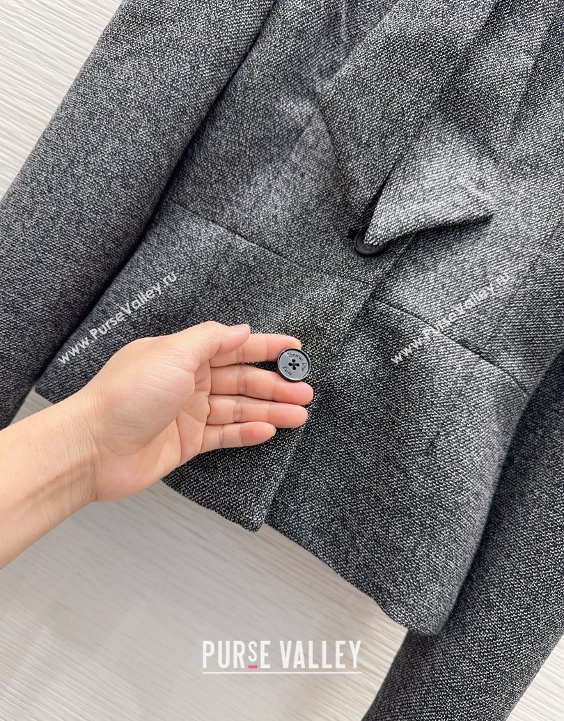 Dior Wool Blend Jacket with Bow Grey 2025 DR101403 (QI-251014111)