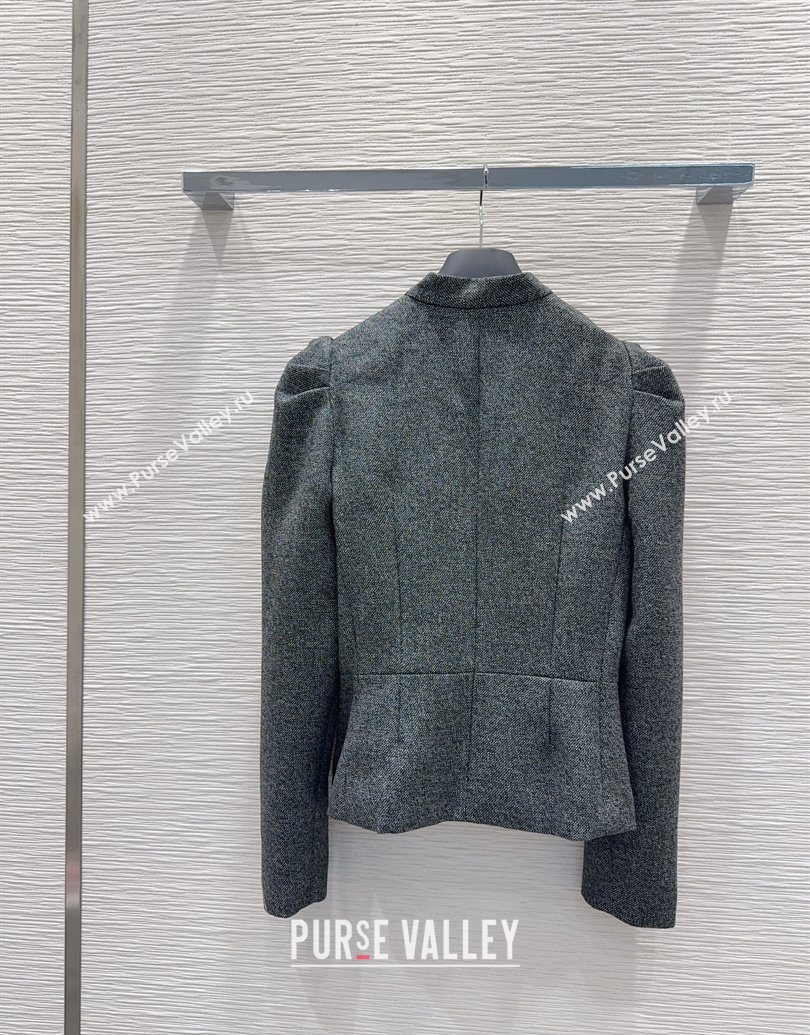 Dior Wool Blend Jacket with Bow Grey 2025 DR101403 (QI-251014111)