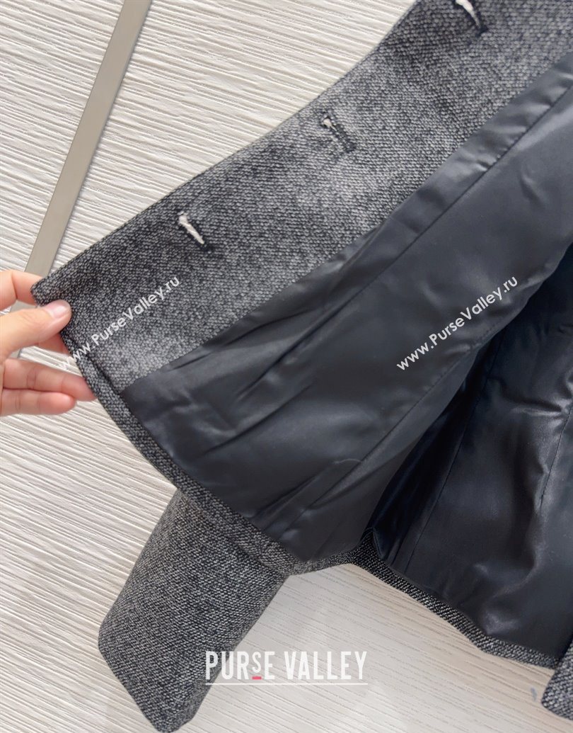 Dior Wool Blend Jacket with Bow Grey 2025 DR101403 (QI-251014111)