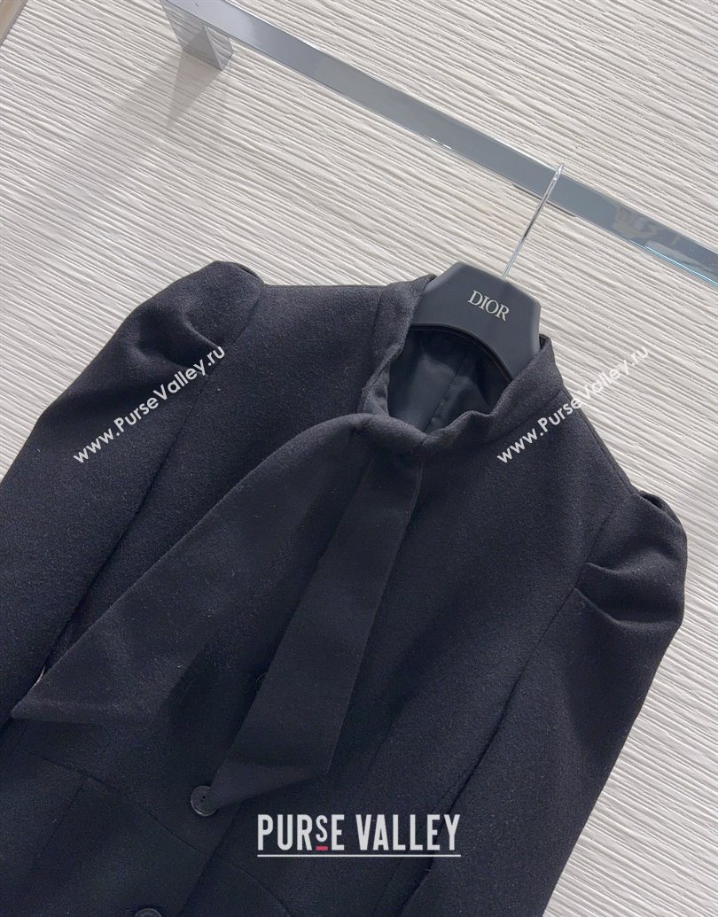 Dior Wool Blend Jacket with Bow Black 2025 DR101403 (QI-251014112)